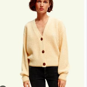 Scotch & Soda Amsterdam Cream 3 Button Cardigan Size Small